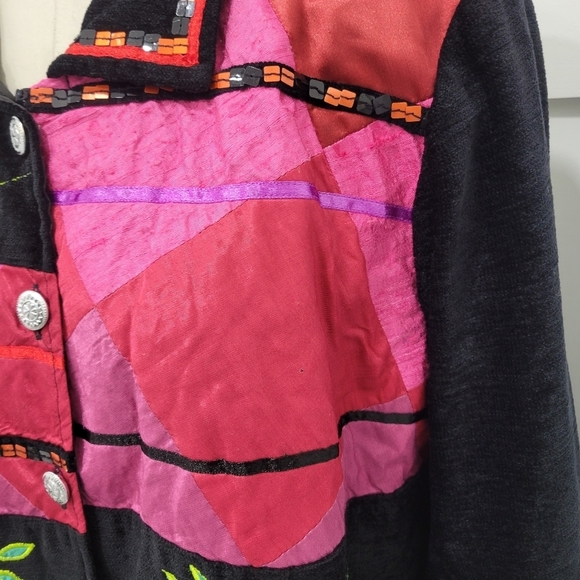 DRAPER'S & DAMON'S Women's Velvet & Silk Panels Embellished Jacket Size L - Picture 8 of 16